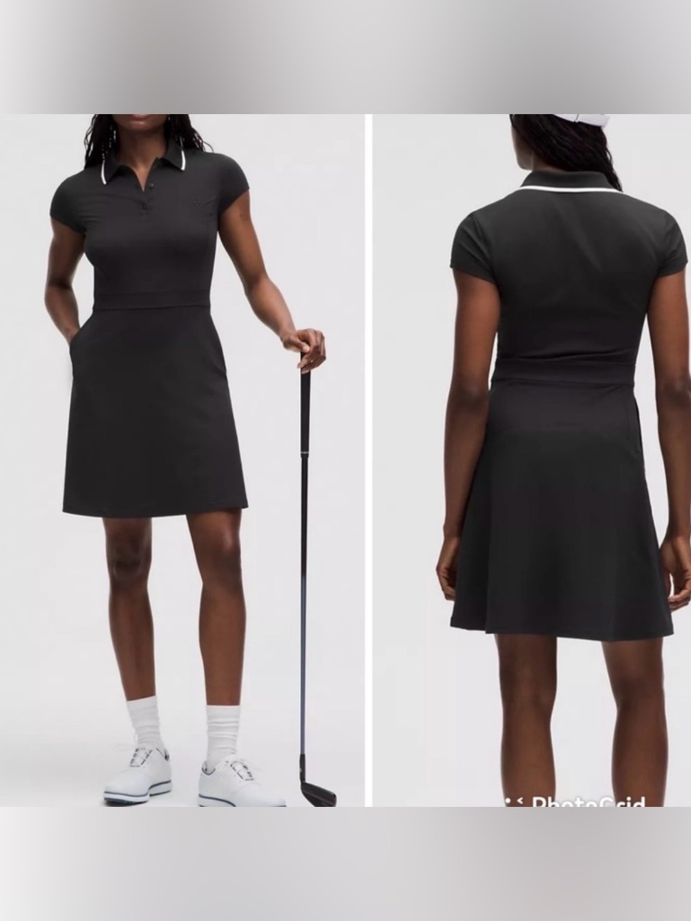 New lululemon pique shore sleeve golf polo dress black/white size 4